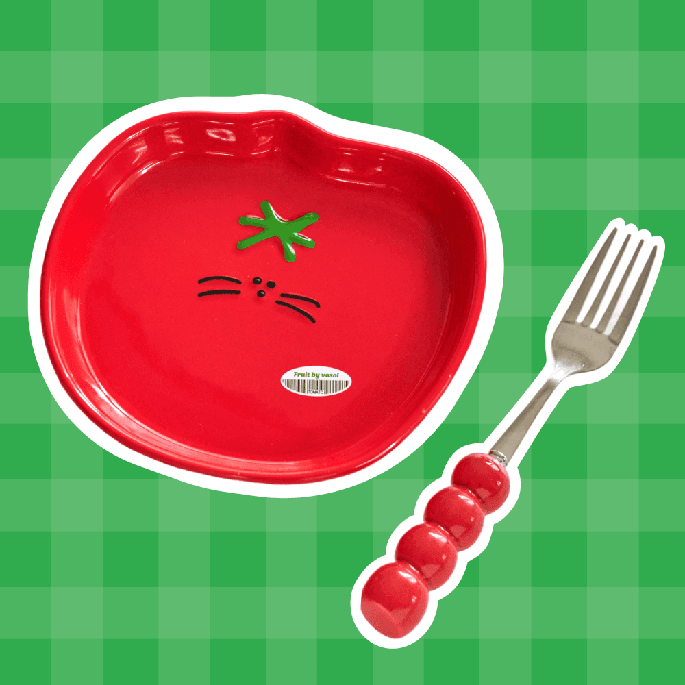 토마토 플레이트&포크 세트